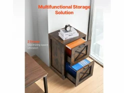 Archivador Vertical de 2 Cajones UcceBuy, Robusto, Barra Ajustable (2 Niveles), Archivo para Documentos A4/Carta/Legal, Fácil de Montar, Color Marrón Miel < Clearance
