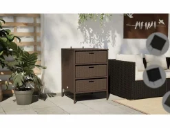 Armario de almacenaje de jardín ratán PE 55x59x69 cm < vidaxl Hot