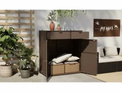 Armario de almacenaje de jardín ratán PE 105x55x113 cm < vidaxl Clearance