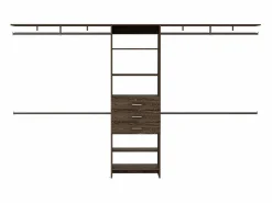 TuHome Armario Abierto, Vestidor | Armario Abierto Plego, con 3 cajones, estantería y barras de colgar , 187.45 cm X 299.97 cm X 41.40 cm , Marrón