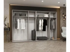 Abiks Möbel Armario Abierto, Vestidor * Armario Bari 1 con puertas batientes 202/300/52 6 puertas Blanco