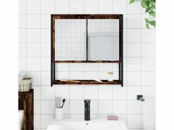 Armario con espejo baño madera roble ahumado 60x16x60 cm ES909601 < Clearance