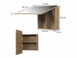 Armario con espejo para baño roble dorado 70x17.4x50 zino < Vicco Online