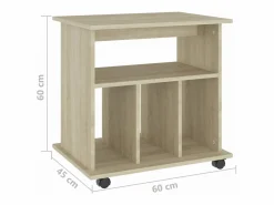 vidaxl Cajonera De Escritorio | Armario con ruedas madera contrachapada roble Sonoma 60x45x60cm