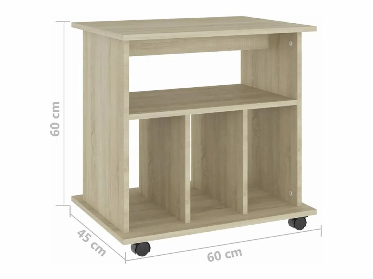 vidaxl Cajonera De Escritorio | Armario con ruedas madera contrachapada roble Sonoma 60x45x60cm