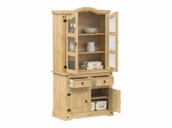 vidaxl Aparador De Cocina * Armario con vitrina Corona madera maciza pino 100x48,5x179 cm Color natural claro