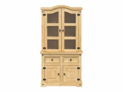 vidaxl Aparador De Cocina * Armario con vitrina Corona madera maciza pino 100x48,5x179 cm Color natural claro