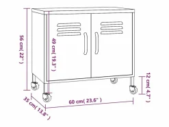 vidaxl Cajonera De Escritorio | Armario de almacenamiento acero 60x35x56 cm