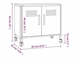 vidaxl Cajonera De Escritorio | Armario de almacenamiento acero 60x35x56 cm