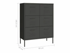 vidaxl Cajonera De Escritorio | Armario de almacenamiento 80x35x101,5 cm acero