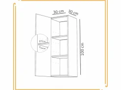 Armario de baño colgante de 30 cm con estantes estrechos en color roble craft . < Clearance