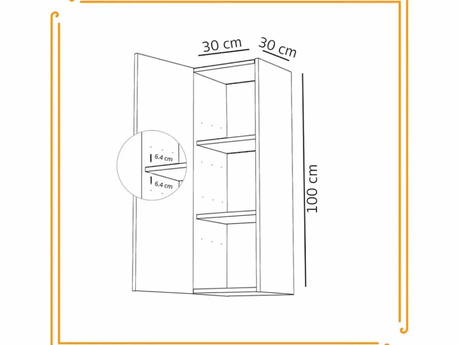 Armario de baño colgante de 30 cm con estantes estrechos en color roble craft . < Clearance