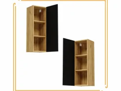 Armario de baño colgante de 30 cm con estantes estrechos en color roble craft . < Clearance