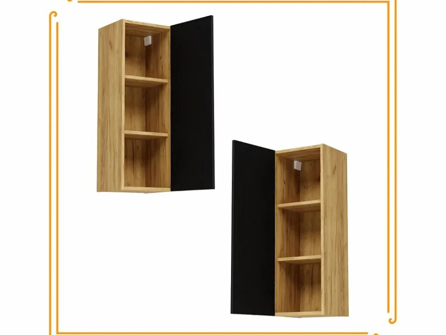 Armario de baño colgante de 30 cm con estantes estrechos en color roble craft . < Clearance