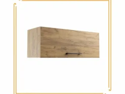 Armario de baño colgante horizontal de 80 cm con estantes en roble craft negro. < Hot