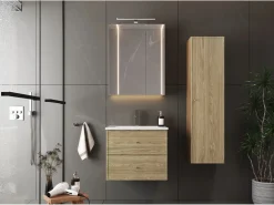 Armario de baño Columna alta 1 puerta Roble aceitado Marco < Best