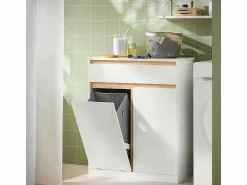 Armario De Baño Con Cesto Para Ropa Sucia BZR79-W < Sobuy New