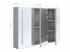 Armario de baño con espejo LED hormigón 89x14x62 cm < vidaxl Clearance