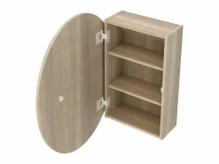 Armario de baño de pared con espejo ovalado - estanterías para el cuarto de baño - roble - RURI < Vente-unique Outlet
