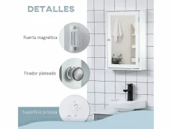 Basic Mueble De Aseo | Armario de baño Álamo Kleankin con espejo 60x41x14 cm