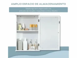 Basic Mueble De Aseo | Armario de baño Álamo Kleankin con espejo 60x41x14 cm