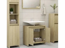 Armario de baño madera contrachapada color roble 60x33x61 cm ES398208 <