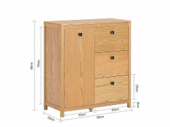 Armario de Baño para Ropa Sucia Mueble Multifuncional para Baño con 1 Cesto y 3 Cajones 80 x 35 x 90cm Natural BZR97-N ES < Sobuy Best