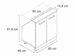 Armario de cocina para techo inclinado alto brillo 80x46x81.6 r-line < Vicco New