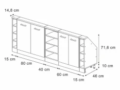 Armario de cocina para techo inclinado alto brillo 210x46x81.6 r-line < Vicco Sale
