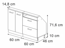 Armario de cocina para techo inclinado antracita alto brillo 120x46x81.6 r-line < Vicco New