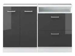 Armario de cocina para techo inclinado antracita alto brillo 120x46x81.6 r-line < Vicco New