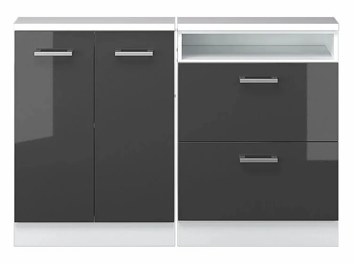 Armario de cocina para techo inclinado antracita alto brillo 120x46x81.6 r-line < Vicco New