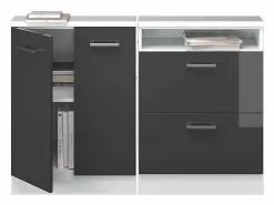 Armario de cocina para techo inclinado antracita alto brillo 120x46x81.6 r-line < Vicco New