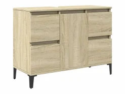 Armario de lavabo madera contrachapada roble Sonoma 80x33x60 cm < vidaxl Best
