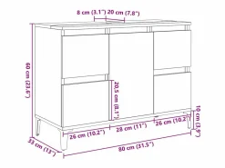 Armario de lavabo madera contrachapada roble Sonoma 80x33x60 cm < vidaxl Best