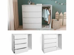 Vicco Muebles Niño * Armario de ropa para niños 120x48x101.9 ruben Blanco