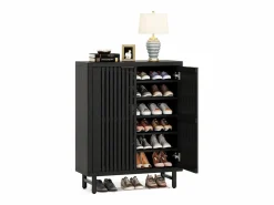 Armario de zapatos de 6 niveles con puertas de persiana, estantería organizadora de zapatos de madera con estantes ajustables < Tribesigns Clearance