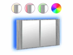 vidaxl Mueble De Pared Para Baño | Armario espejo de baño con luz LED acrílico 80x12x45 cm