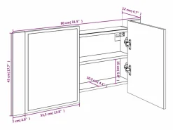 vidaxl Mueble De Pared Para Baño | Armario espejo de baño con luz LED acrílico 80x12x45 cm