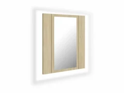 Accesorios De Cuarto De Baño|Espejo De Cuarto De Baño | Armario espejo de baño LED acrílico roble Sonoma 40x12x45 cm ES578840