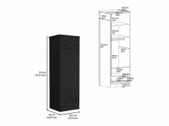 Armario falkland en melamina con 2 puertas ,2 estantes , 1 barra para colgar ropa , 1 gabinete superior y 1 cajon , , 179 cm X 59.2 cm X 50 cm < TuHome Best