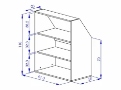 Armario inclinado para techo abuhardillado 1 puerta 2 estantes 1 estante blanco y natural - ADEZIO < Vente-unique Hot