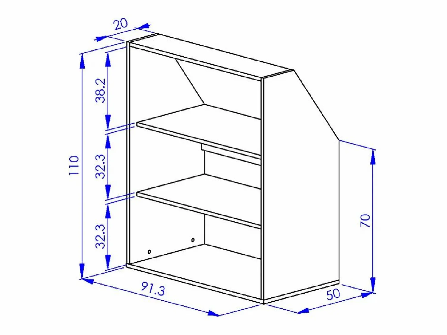 Armario inclinado para techo abuhardillado 1 puerta 2 estantes 1 estante blanco y natural - ADEZIO < Vente-unique Hot