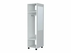 TuHome Armario Abierto, Vestidor * Armario Kronospan en melamina , tres estantes , barra para colgar ropa y espejo incluido , , 160 cm X 40 cm X 48 cm Blanco