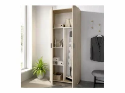 Armario | Armario multiusos en acabado Natural multiusos 2 puertas escobero 78 cm(ancho) 190 cm(altu