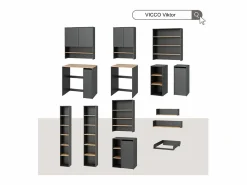 Armario para lavadora antracita/roble dorado 68x60x88.2 viktor < Vicco New