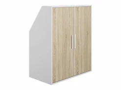 Armario para techo abuhardillado 2 puertas en color blanco y natural - ADEZIO < Vente-unique Outlet