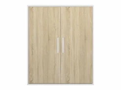 Armario para techo abuhardillado 2 puertas en color blanco y natural - ADEZIO < Vente-unique Outlet