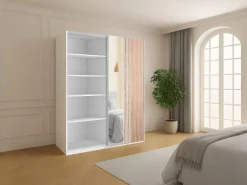armario 2 puertas con espejo L203 cm en y natural claro - ADOSILA < Vente-unique