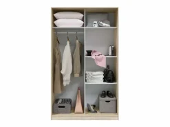 Armario * Armario ropero puertas correderas Plus Noon acabado roble combinado con blanco 200 cm(alto Marru00f3n